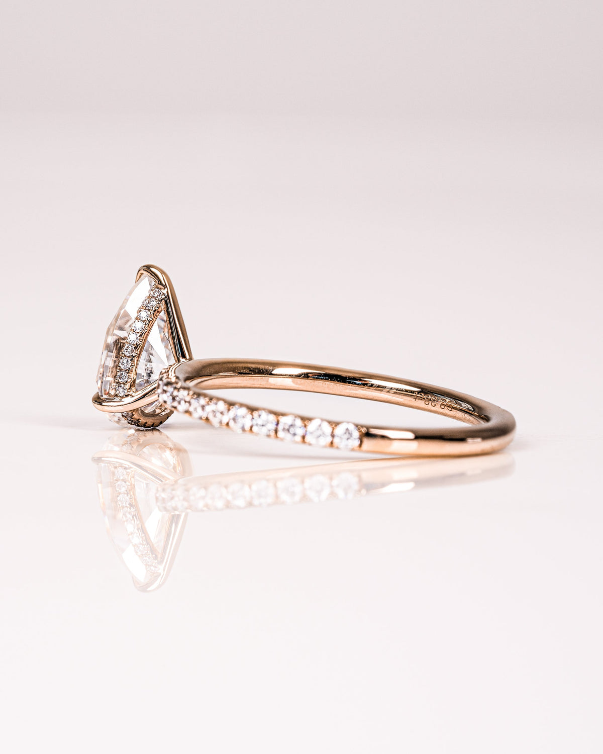 1.93 - 3.93 CT Pear F/VS2 CVD Diamond Hidden Halo Pave Setting Engagement Ring - Camila Brown
