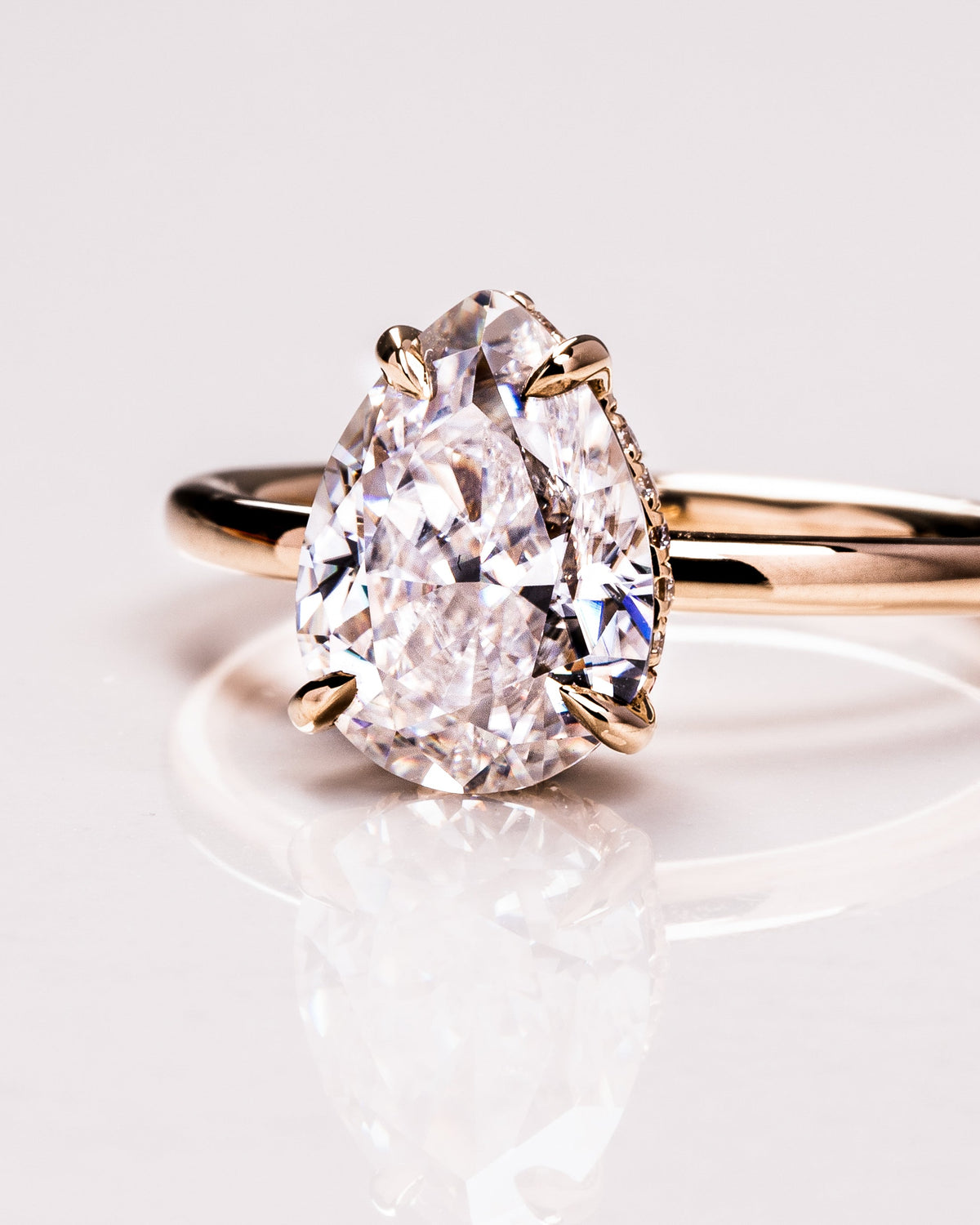 1.09 - 3.09 CT Pear F/VS1 CVD Diamond Hidden Halo Engagement Ring - Camila Brown