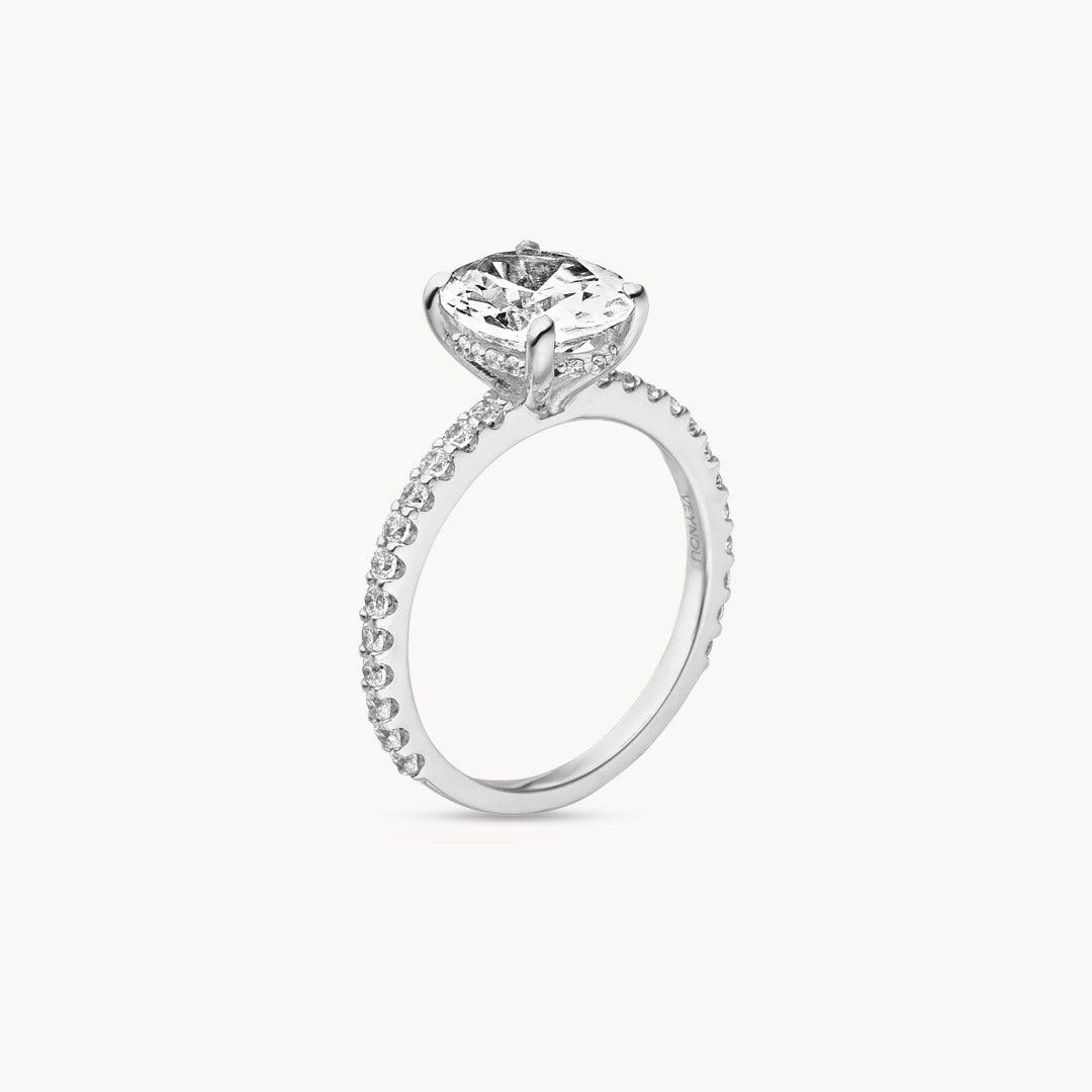 1.50 - 3.50 CT Oval Cut F/VS1 CVD Diamond Pave Setting Engagement Ring - Camila Brown