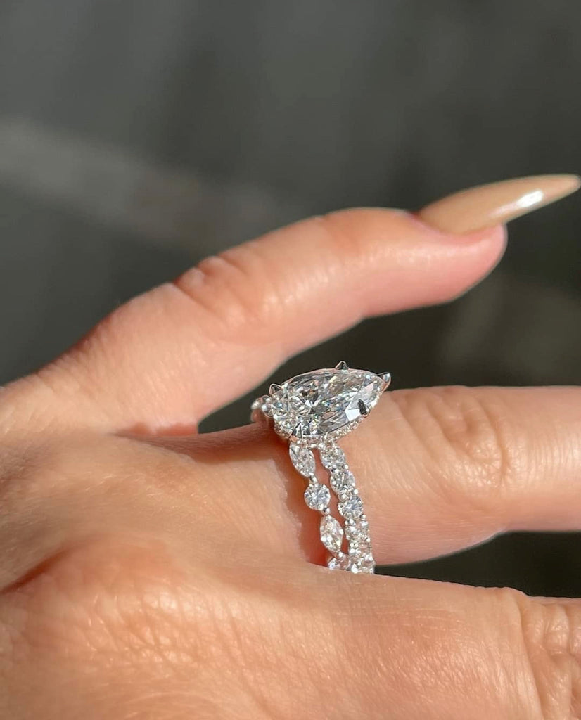 0.40 TCW Round & Marquise CVD Diamond Alternative Stone Wedding Band - Camila Brown