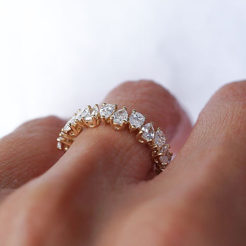 1.50 TCW Pear CVD Diamond Eternity Wedding Band - Camila Brown