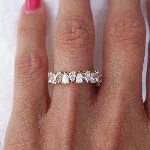 1.50 TCW Pear CVD Diamond Eternity Wedding Band - Camila Brown