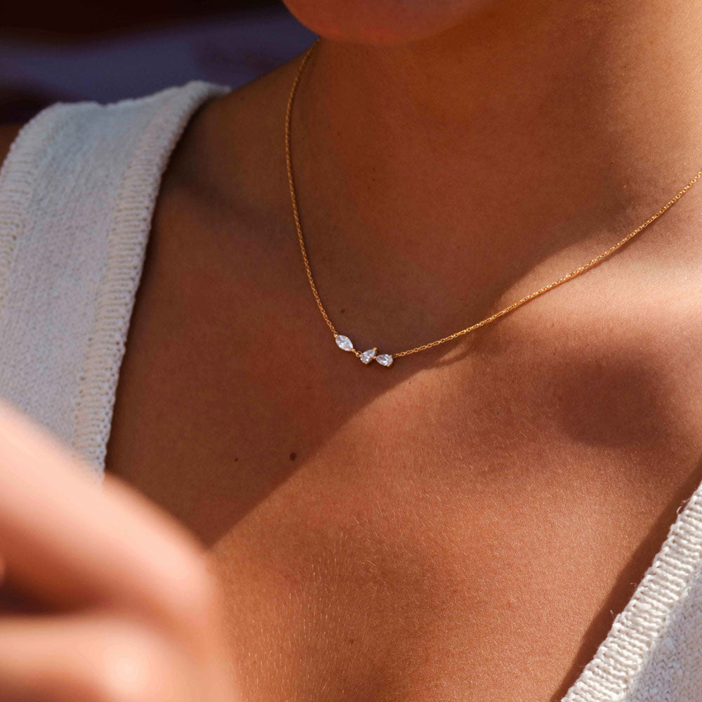0.48 TCW Pear & Marquise Moissanite Diamond Multi Stones Pendent Necklace - Camila Brown