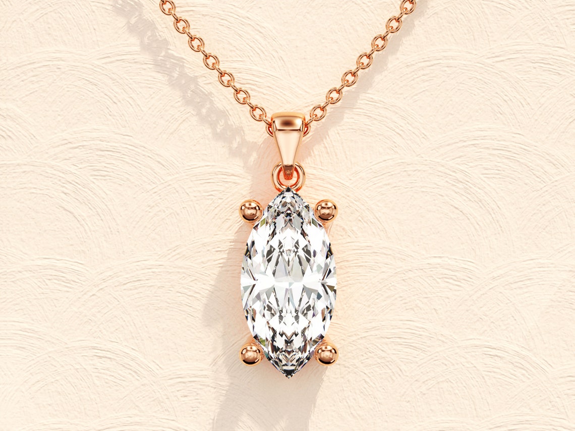 1.0 CT Marquise Moissanite Diamond Solitaire Necklace - Camila Brown