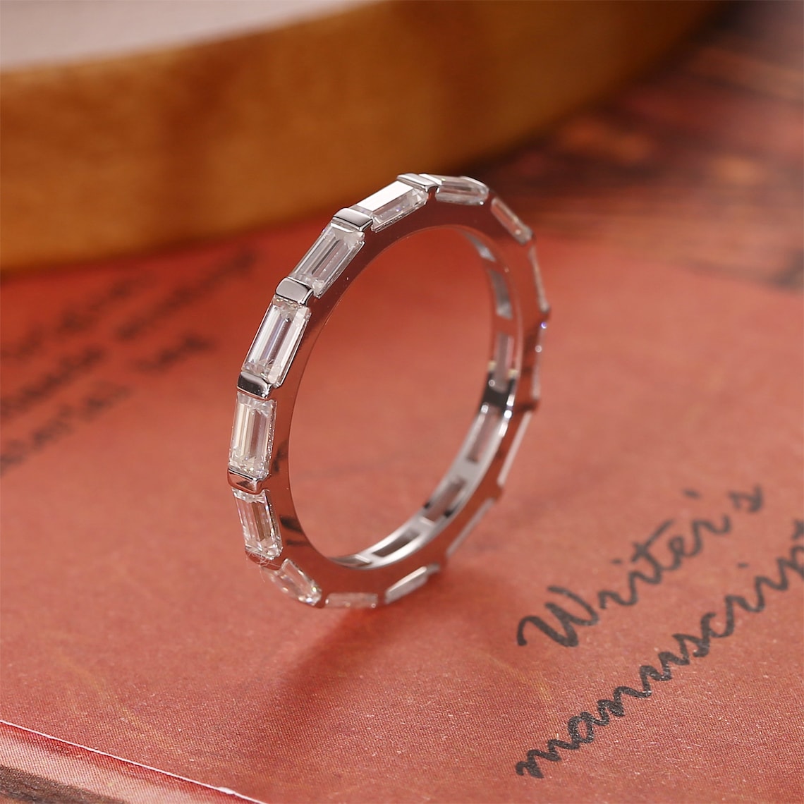 1.50 TCW Baguette CVD Diamond Bar Wedding Band - Camila Brown