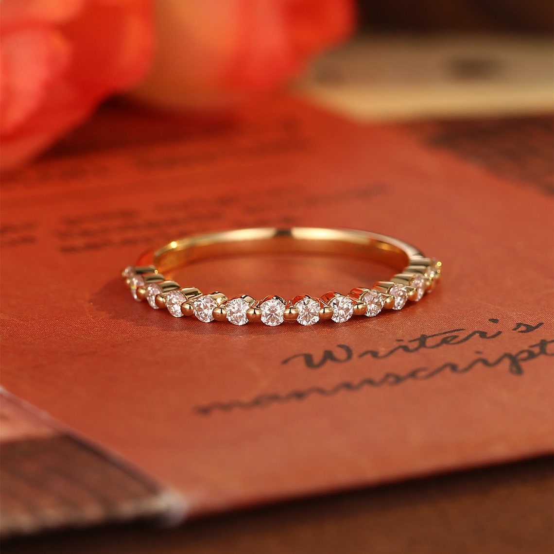 0.20 TCW Round CVD Diamond Minimalist Wedding Band - Camila Brown