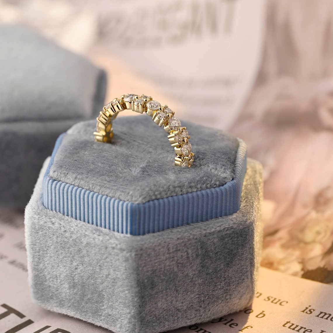0.40 TCW Round CVD Diamond Half Eternity Wedding Band - Camila Brown