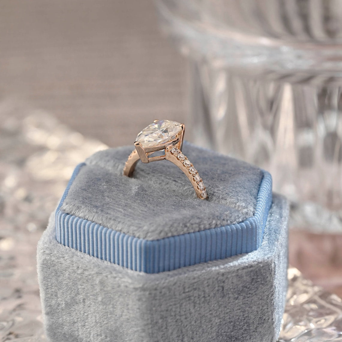 1.0 - 3.0 CT Pear F/VS1 CVD Diamond Pave Setting Engagement Ring - Camila Brown