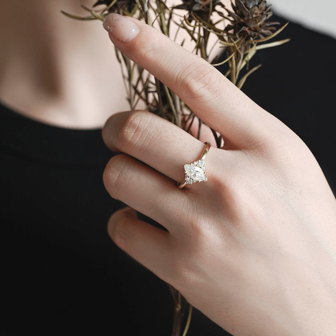 1.0 - 30 CT Marquise F/VS1 CVD Diamond Cluster Engagement Ring - Camila Brown