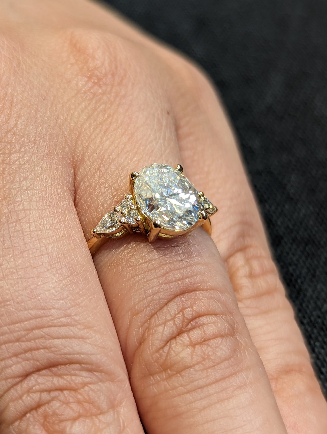 1.50-3.50CT Oval F/VS1 CVD Diamond Cluster Engagement Ring - Camila Brown