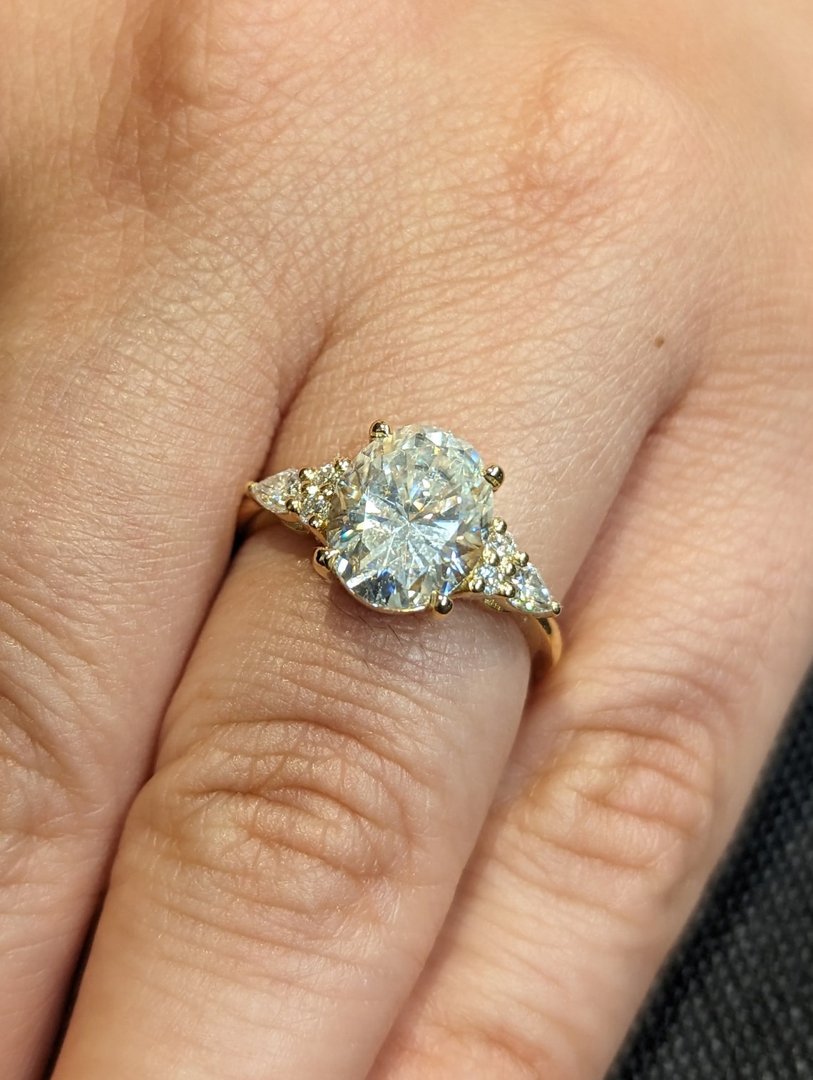 1.50-3.50CT Oval F/VS1 CVD Diamond Cluster Engagement Ring - Camila Brown