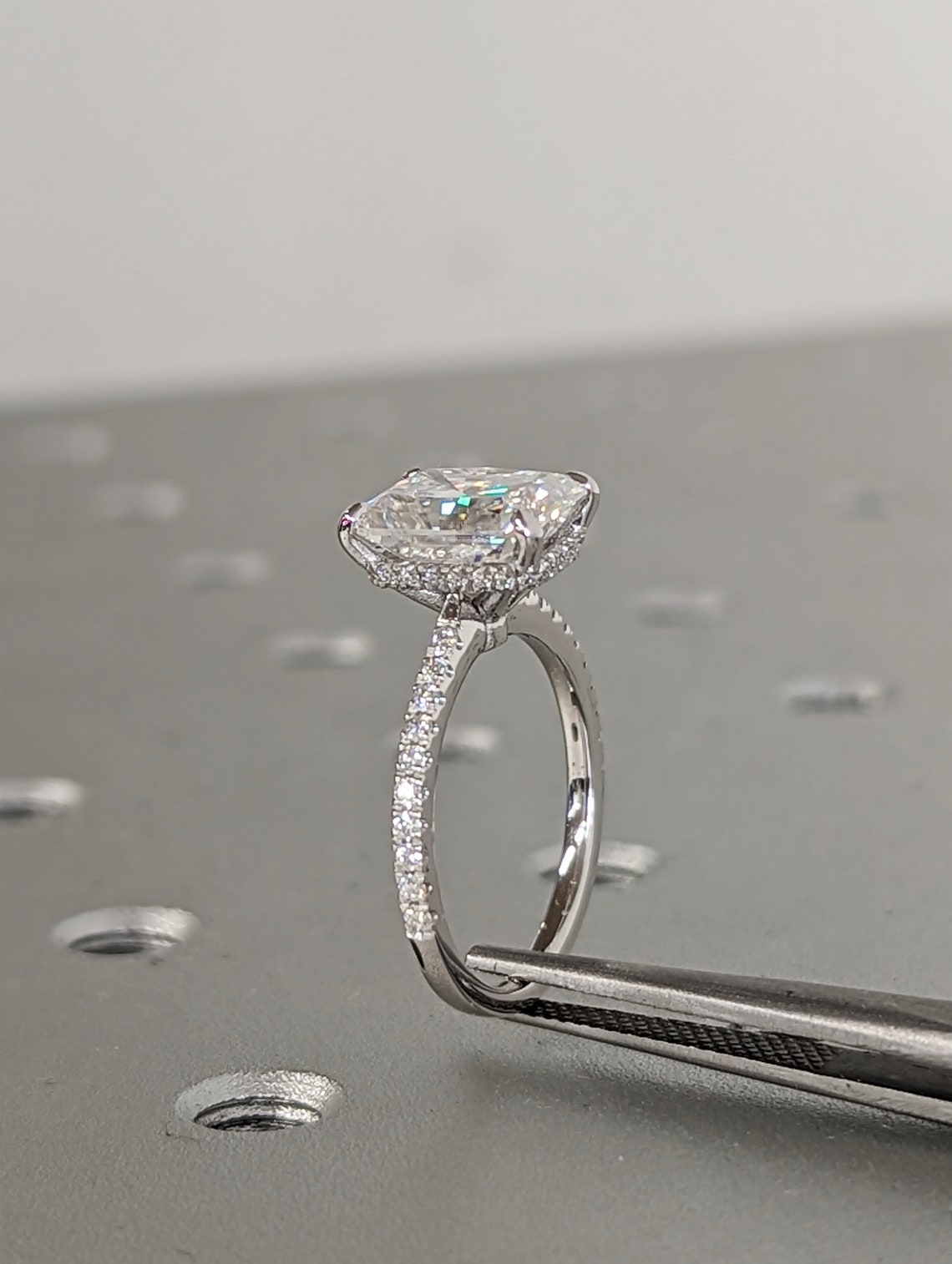 1.50-3.50 CT Radiant F/VS1 CVD Diamond Pave Setting Engagement Ring - Camila Brown