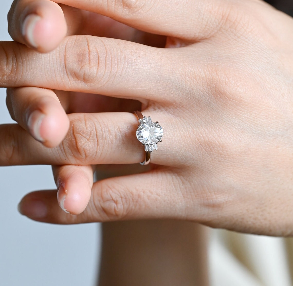 1.0 - 3.0 CT Oval F/VS1 CVD Diamond Cluster Engagement Ring - Camila Brown