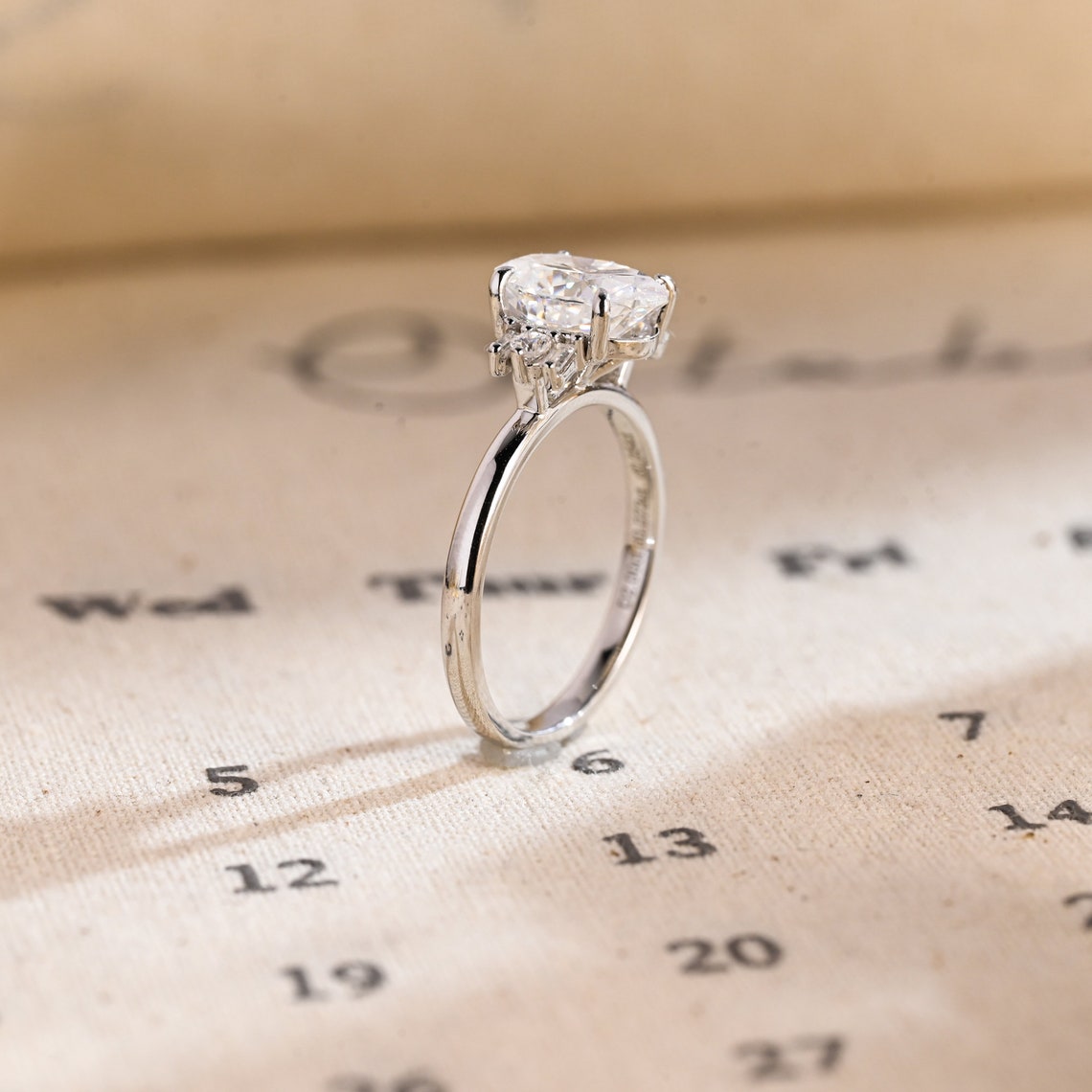 1.0 - 3.0 CT Oval F/VS1 CVD Diamond Cluster Engagement Ring - Camila Brown