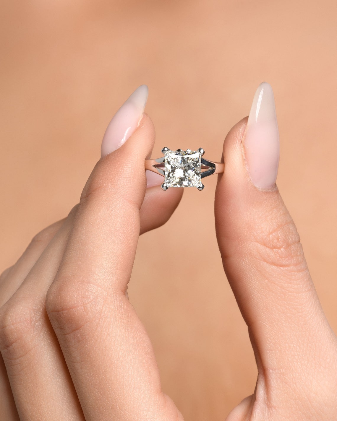 1.0-3.0 CT Princess CVD Diamond Solitaire Split Shank Engagement Ring - Camila Brown
