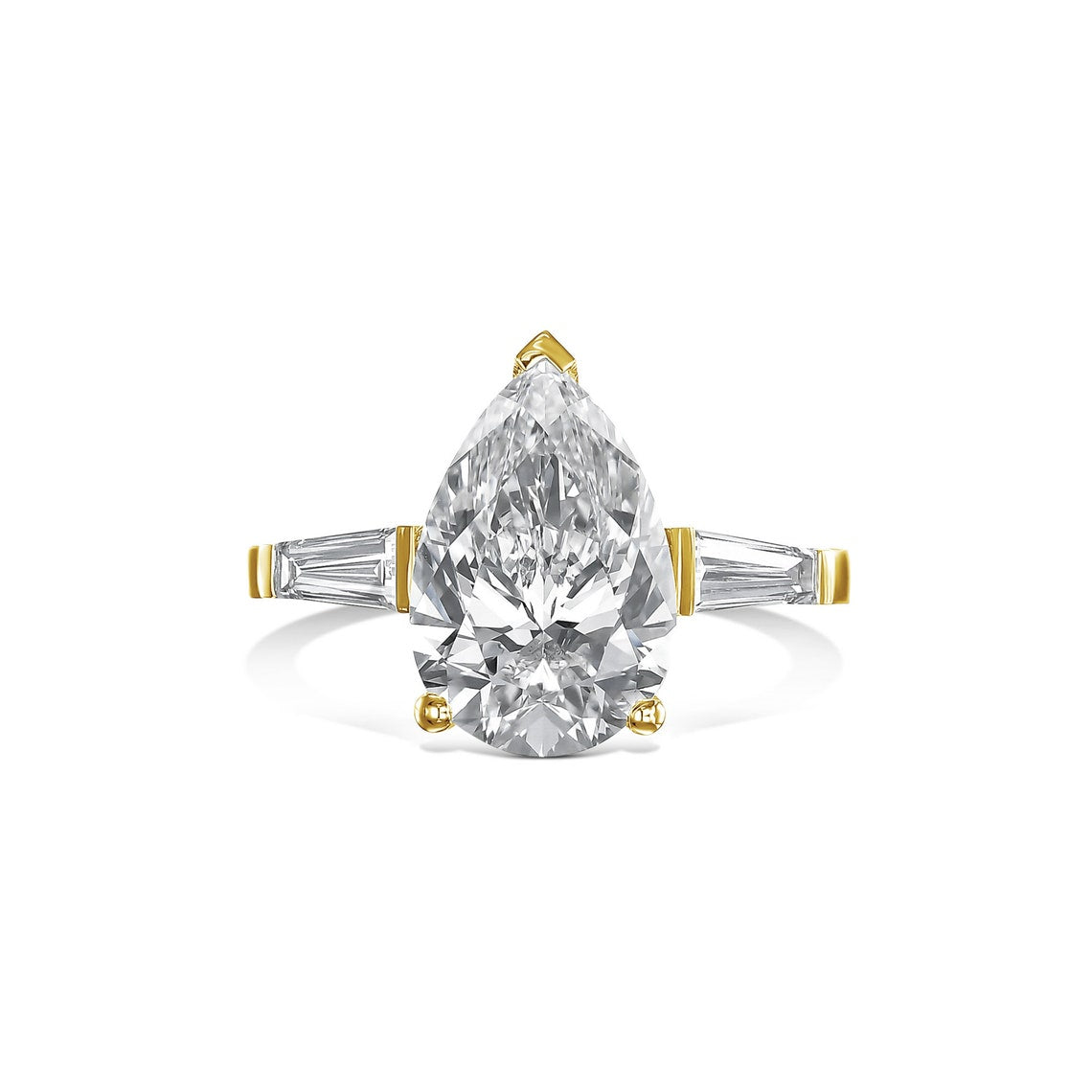 2.0 CT-4.0 CT Pear CVD Diamond Three Stone Engagement Ring - Camila Brown