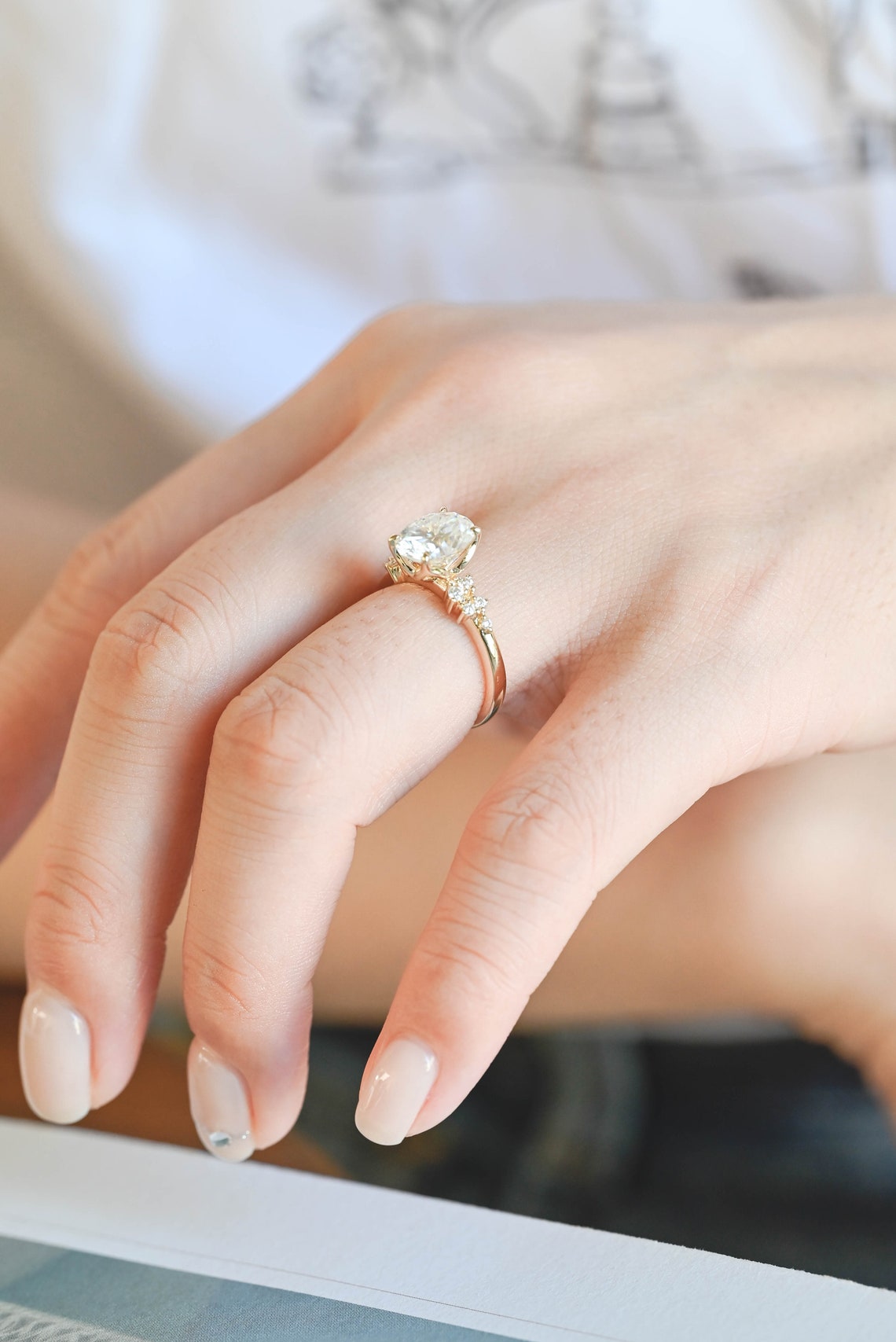 1.0-3.0 CT Oval Cut F/VS1 CVD Diamond Cluster Engagement Ring - Camila Brown