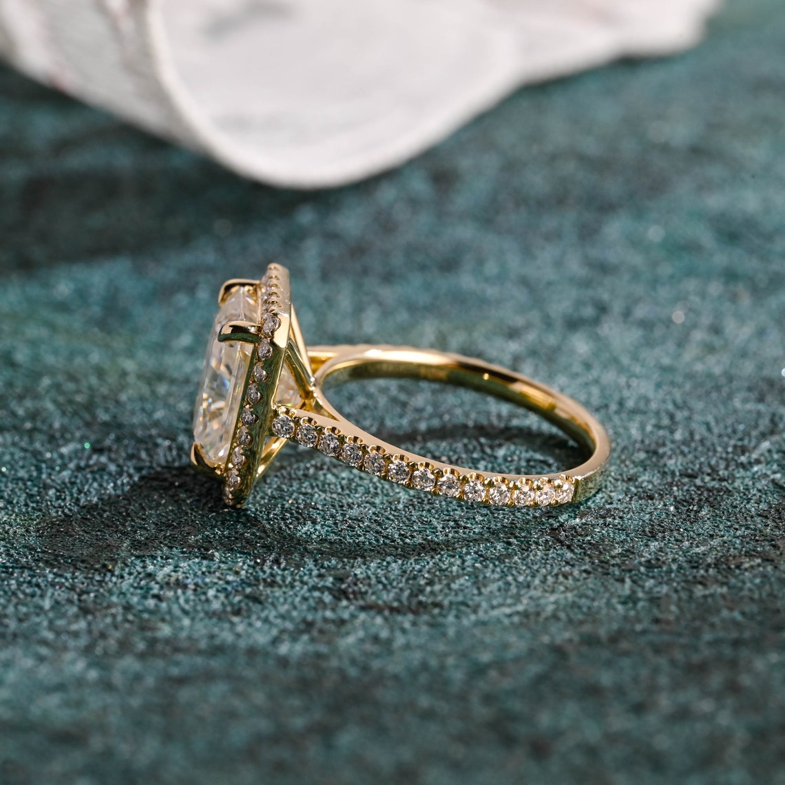 2.0-4.0 CT Radiant F/VS1 CVD Diamond Halo Pave Setting Engagement Ring - Camila Brown