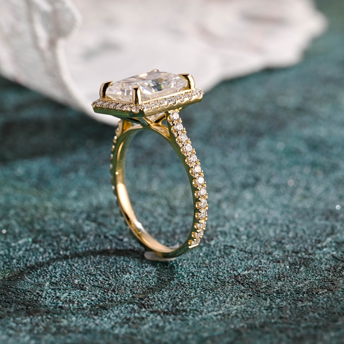 2.0-4.0 CT Radiant F/VS1 CVD Diamond Halo Pave Setting Engagement Ring - Camila Brown