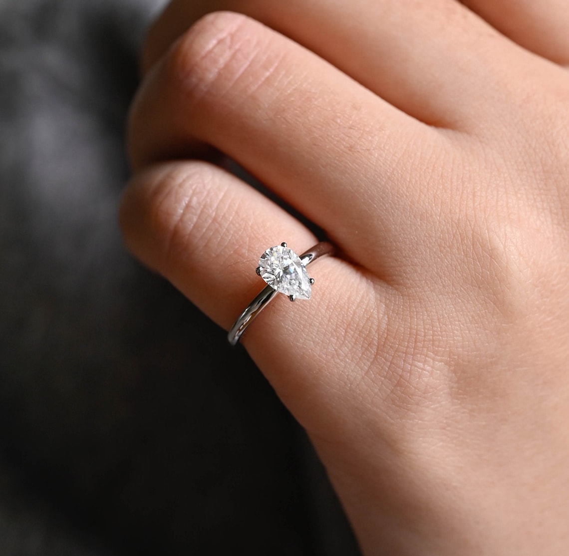 1.0 CT Pear F/VS1 CVD Diamond Solitaire Engagement Ring - Camila Brown