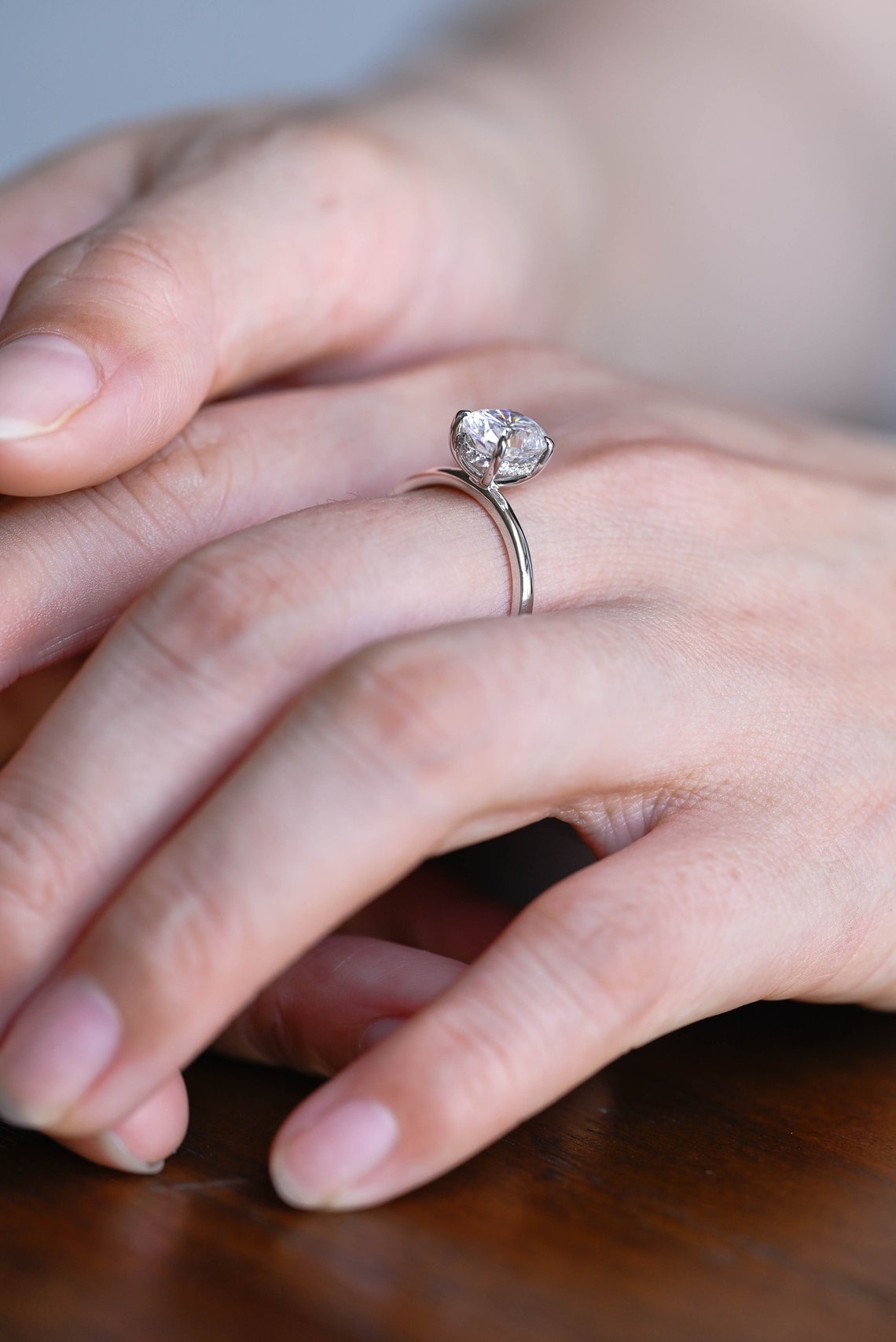 1.0-3.0 CT Oval Cut F/VS1 CVD Diamond Solitaire Engagement Ring - Camila Brown
