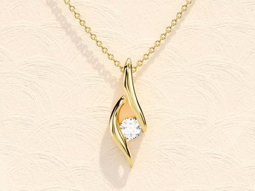 0.10 TCW Round Moissanite Diamond Soloitaire Necklace - Camila Brown