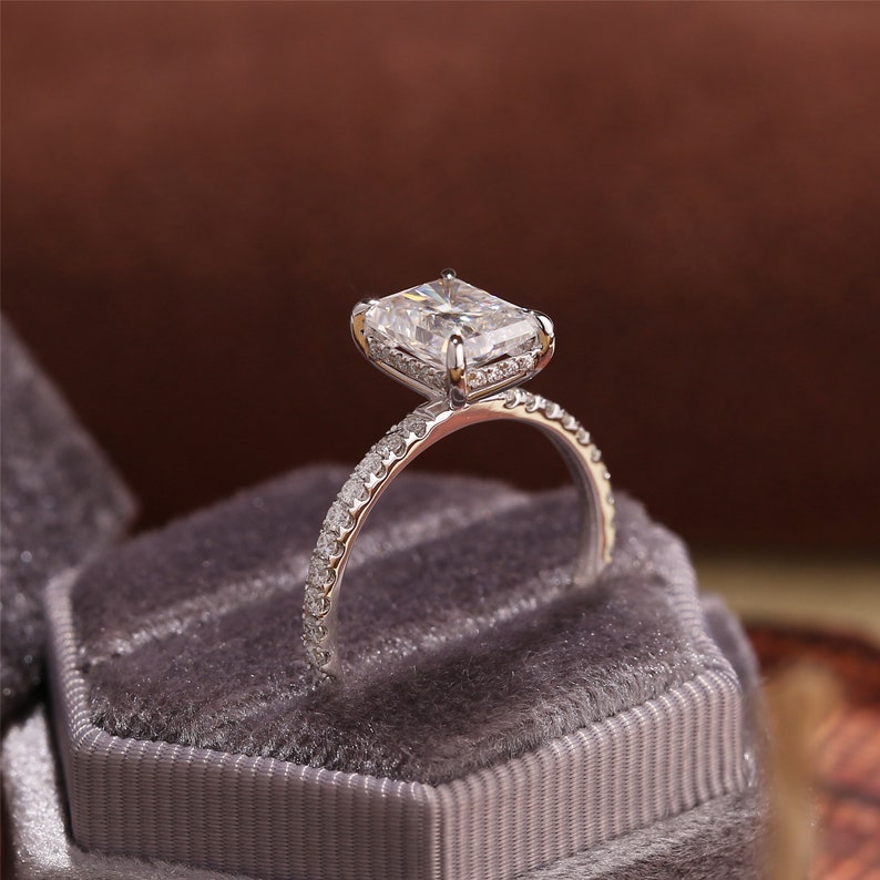 2.0 - 4.0 CT Radiant E/VS1 CVD Diamond Pave Setting Engagement Ring - Camila Brown