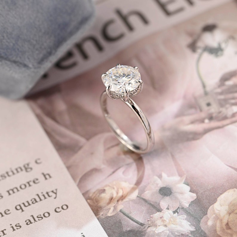 1.0 - 3.0 CT Round F/VS1 CVD Diamond Hidden Halo solitaire Engagement Ring - Camila Brown