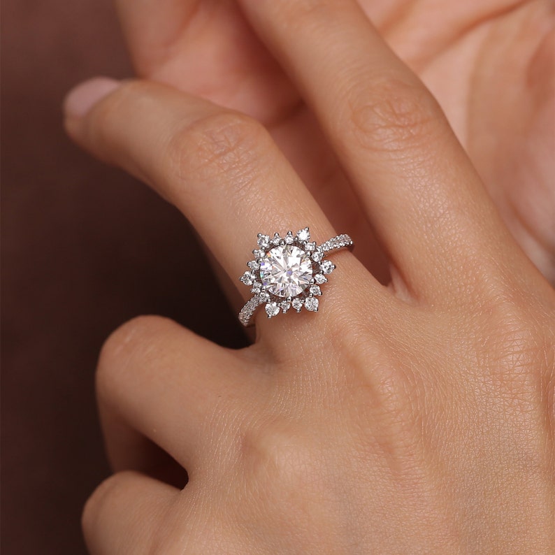 1.0 - 3.0 CT Round F/VS1 CVD Diamond Halo Pave Setting Engagement Ring - Camila Brown