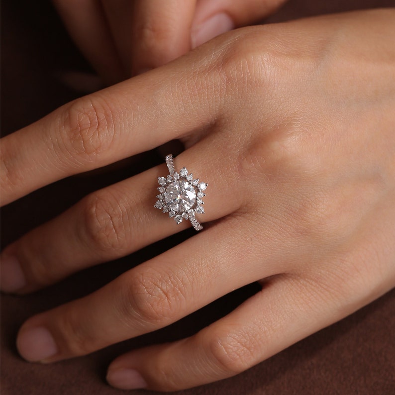 1.0 - 3.0 CT Round F/VS1 CVD Diamond Halo Pave Setting Engagement Ring - Camila Brown