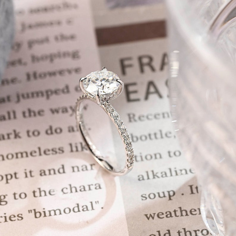 1.0 CT Round F/VS1 CVD Diamond Hidden Halo Pave Setting Engagement Ring - Camila Brown