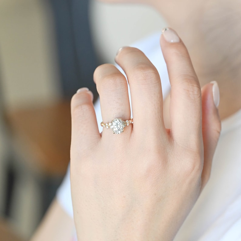 1.0-3.0 CT Oval F/VS1 CVD Diamond Cluster Setting Engagement Ring - Camila Brown