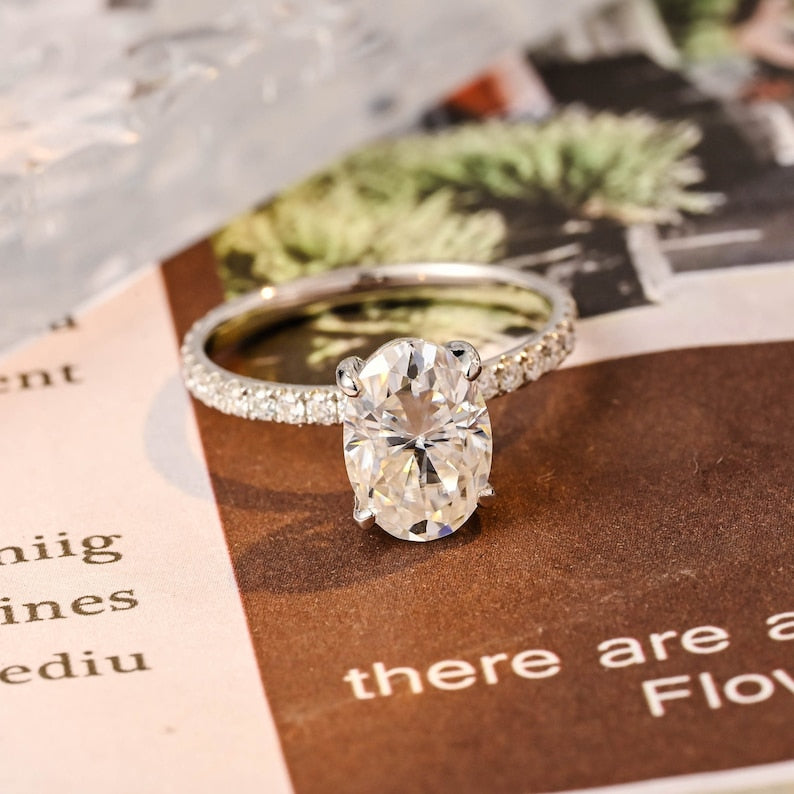 1.50 CT-3.50 CT Oval F/VS1 CVD Diamond Halo Pave Setting Engagement Ring - Camila Brown